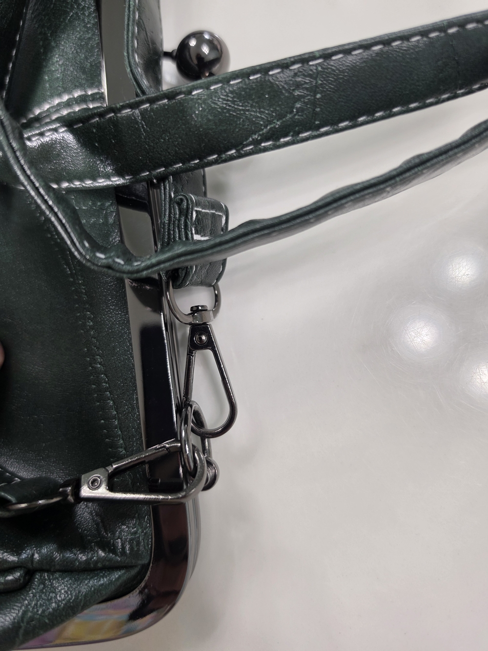 Dark Green Women's Frame Satchel Handbag - Picture 5 of 6